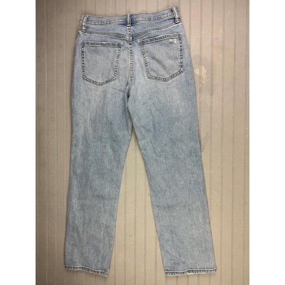 Uniqlo Size 26 Slim Straight High Rise Distress Stretch Light Wash - Picture 3 of 7